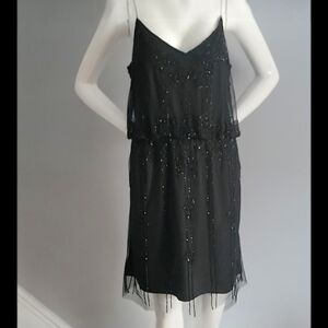 NEW!!! BLACK TAPE WOMENS BEADED GLAM DRESS MEDIUM SIZE BLACK